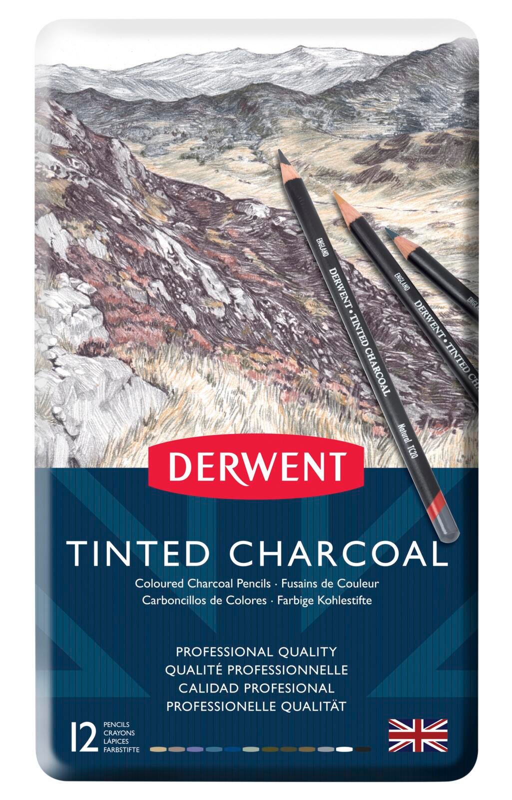 PENCILS CHARCOAL TINTED DERWENT ASST COLORS SET OF 12