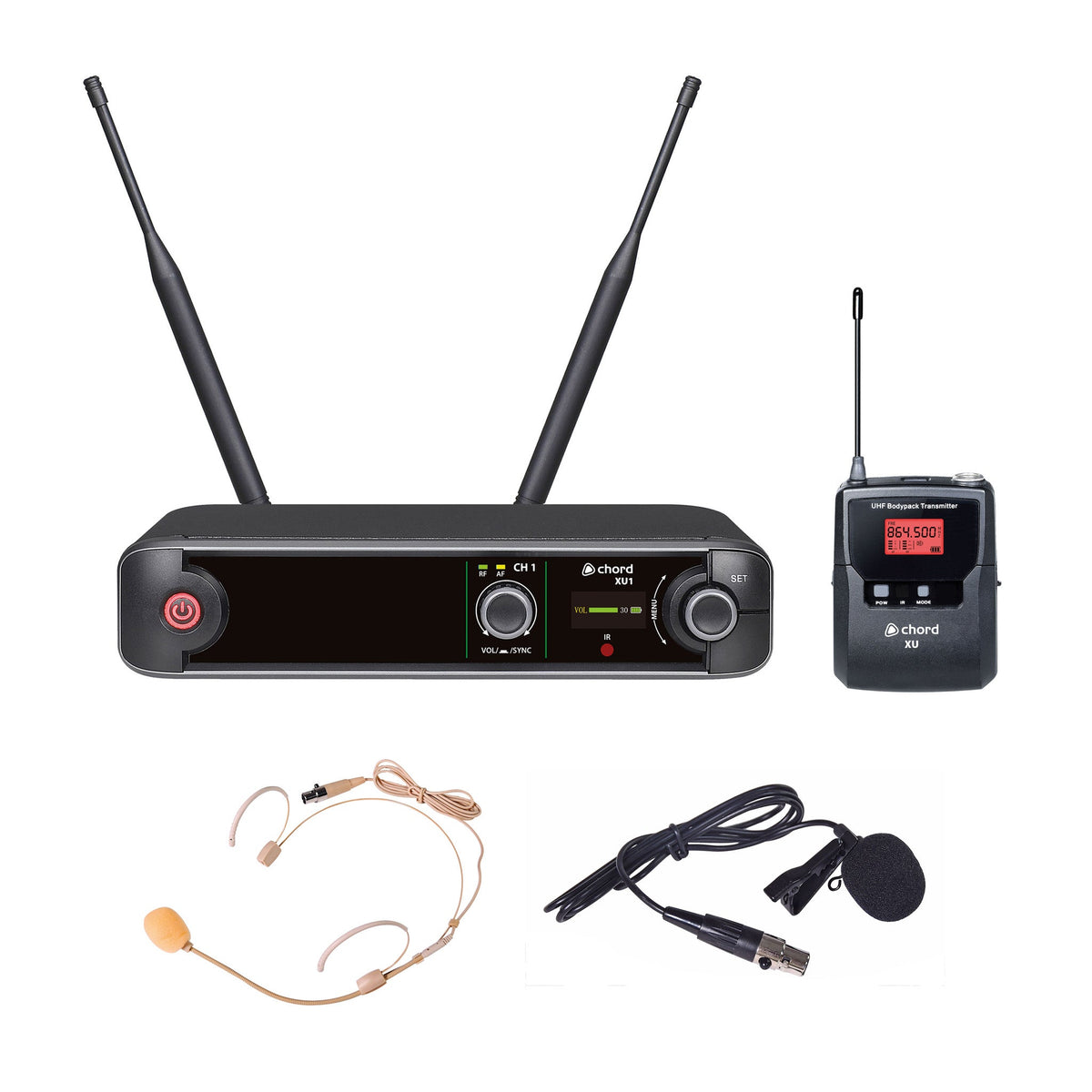 Chord XU series UHF wireless bodypack microphone systems – 1 channel