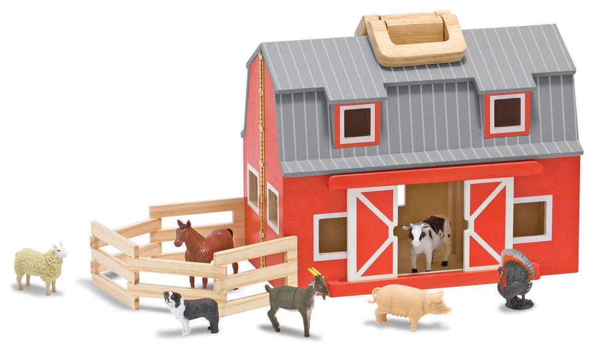 PRETEND PLAY FOLD AND GO MINI BARN SET OF 10