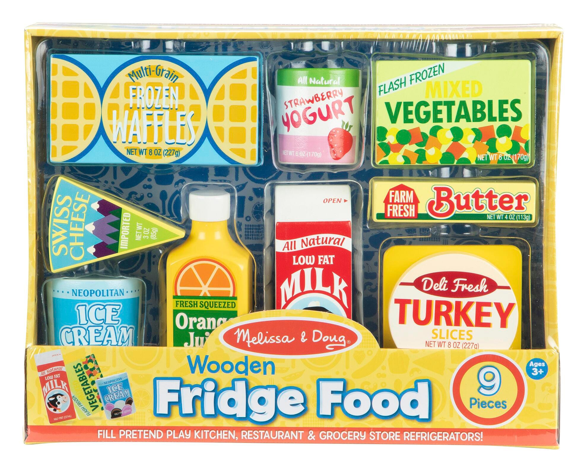 PLAY WOODEN FRIDGE FOOD - SET OF 9