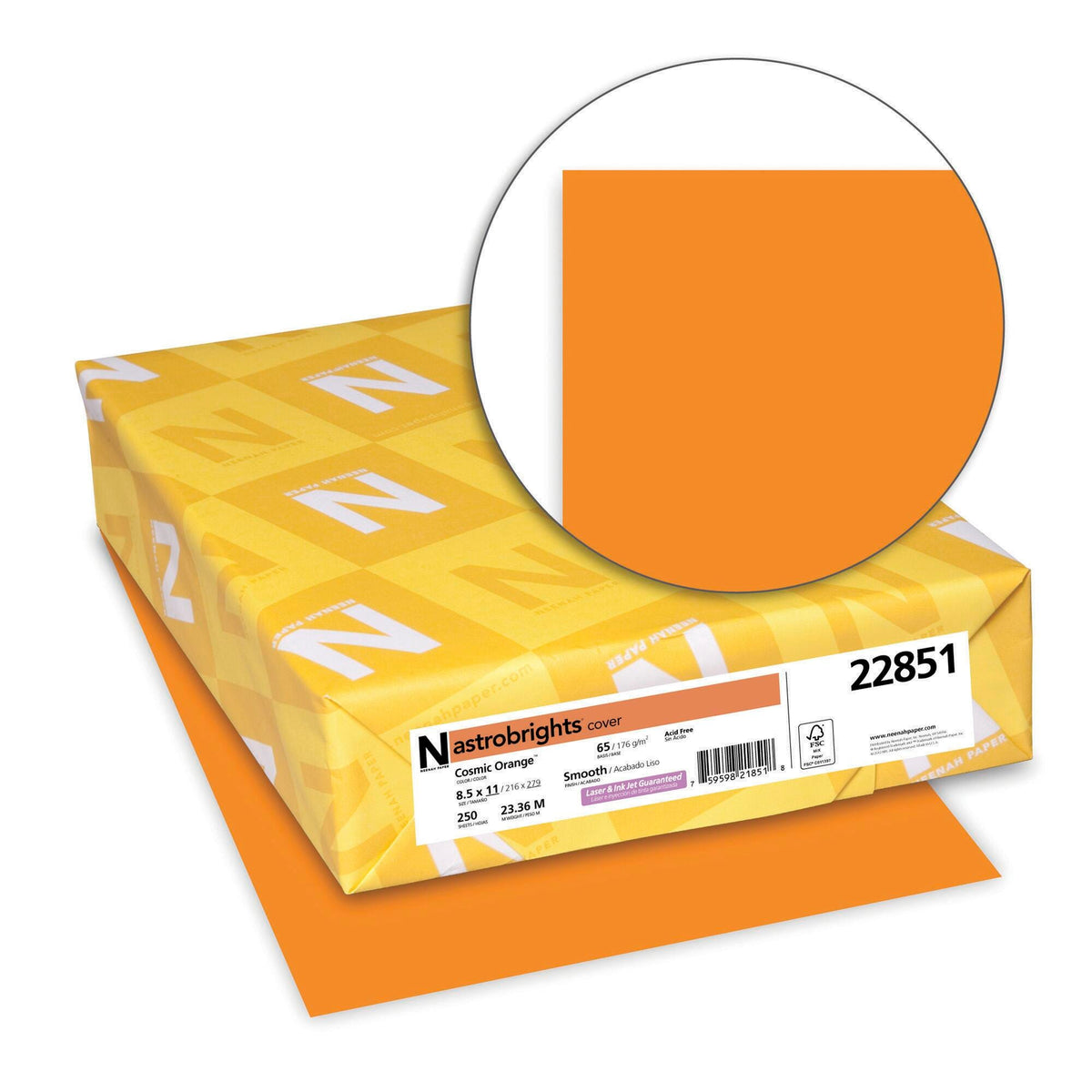 PAPER CARDSTOCK 8.5X11 COSMIC ORANGE 65 LB 250 SHEETS