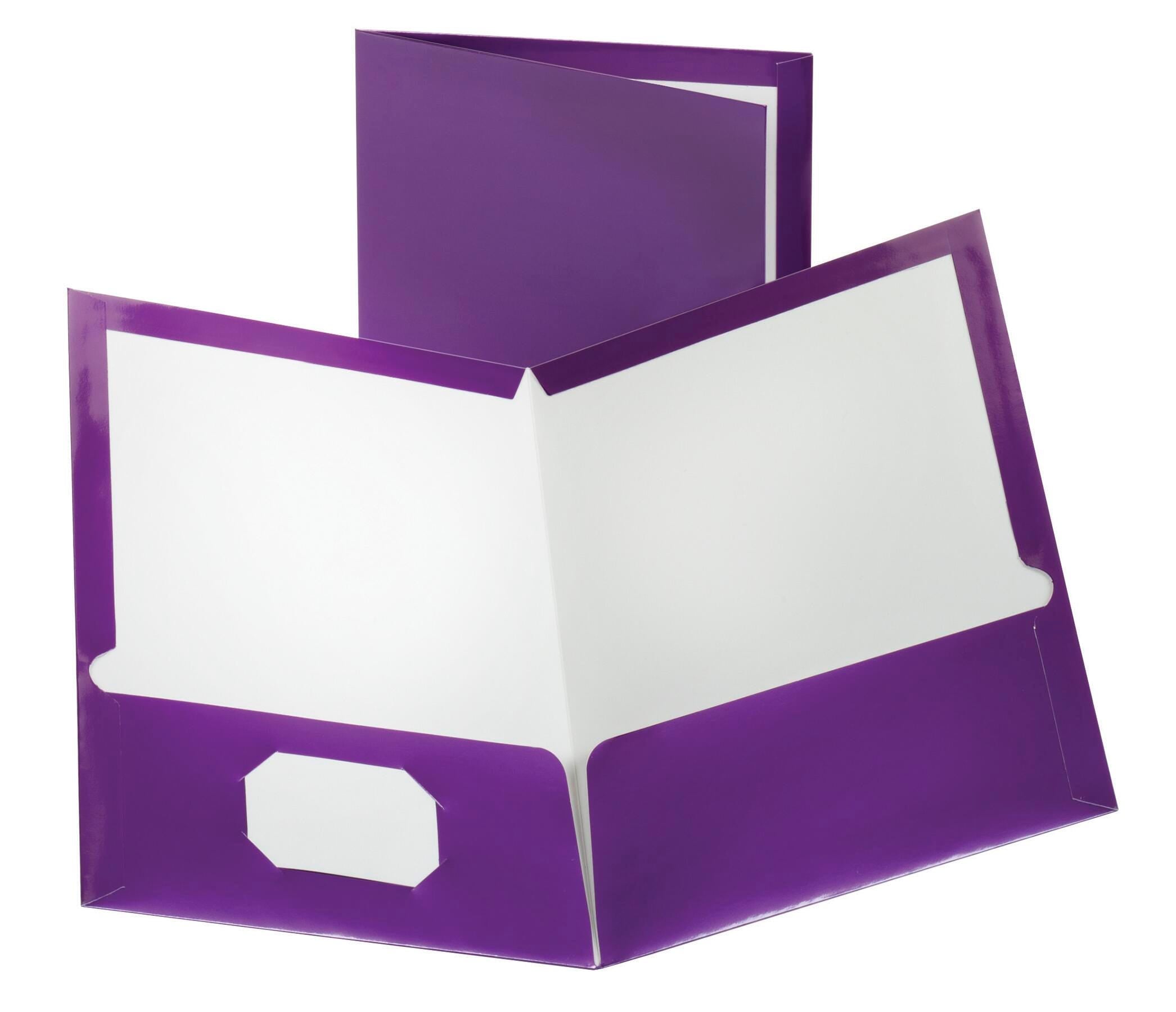 FOLDER 2-POCKET LAMINATED METALLIC PURPLE PACK OF 25