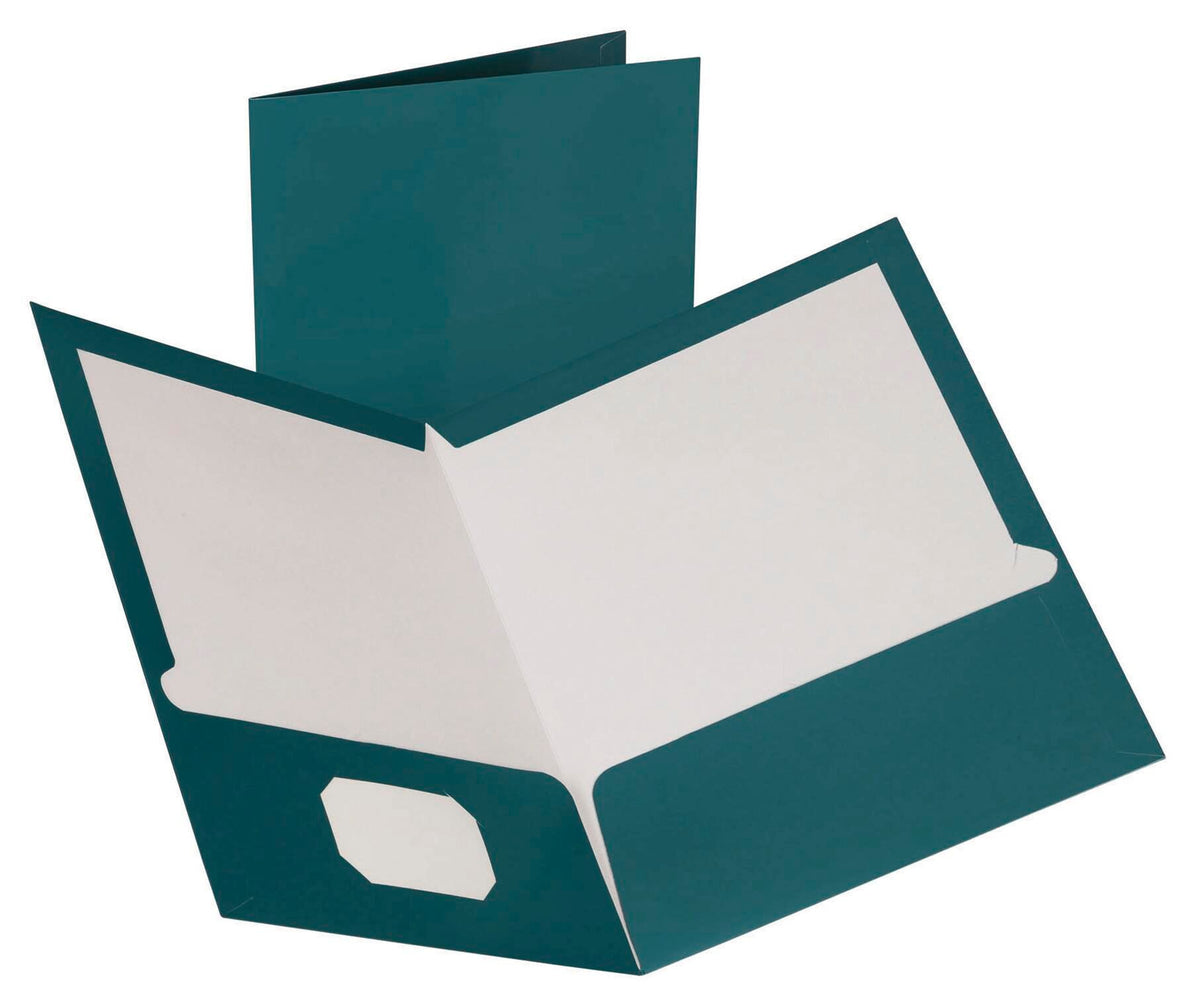 FOLDER 2-POCKET LAMINATED METALLIC TEAL PACK OF 25