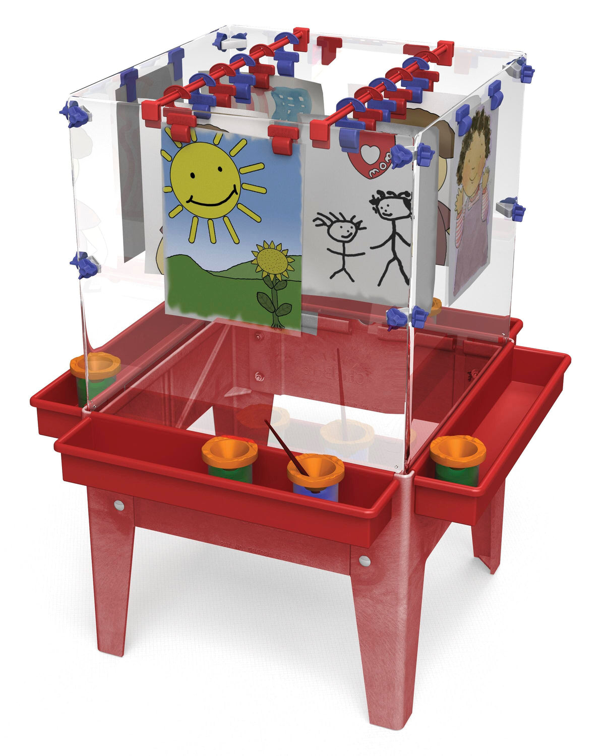 EASEL TODDLER SPACE SAVER 4 STATION 18 IN H - RED