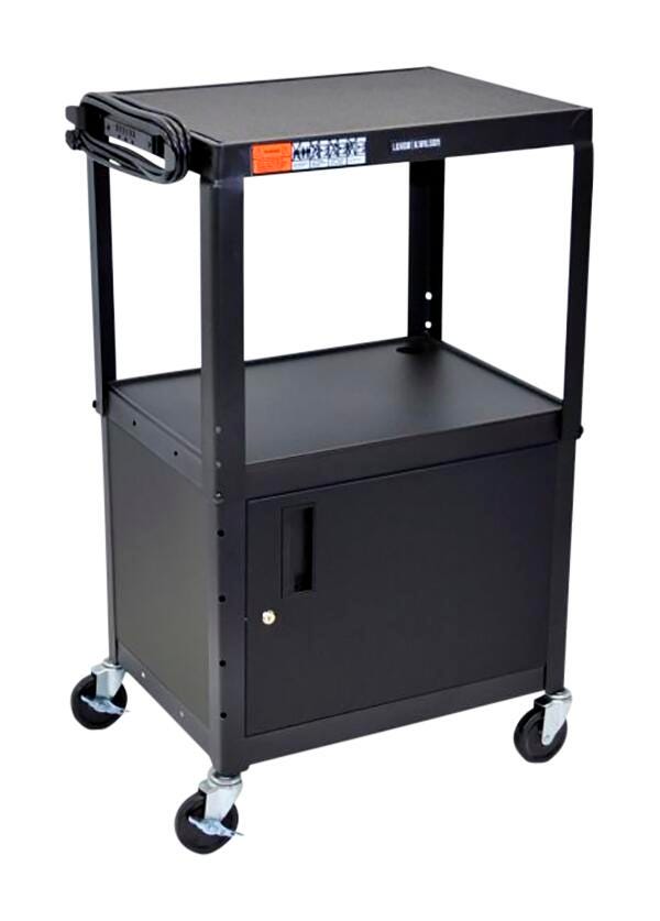CART AV W/CABINET + ELECTRICAL ADJUSTABLE 24WX18DX42H