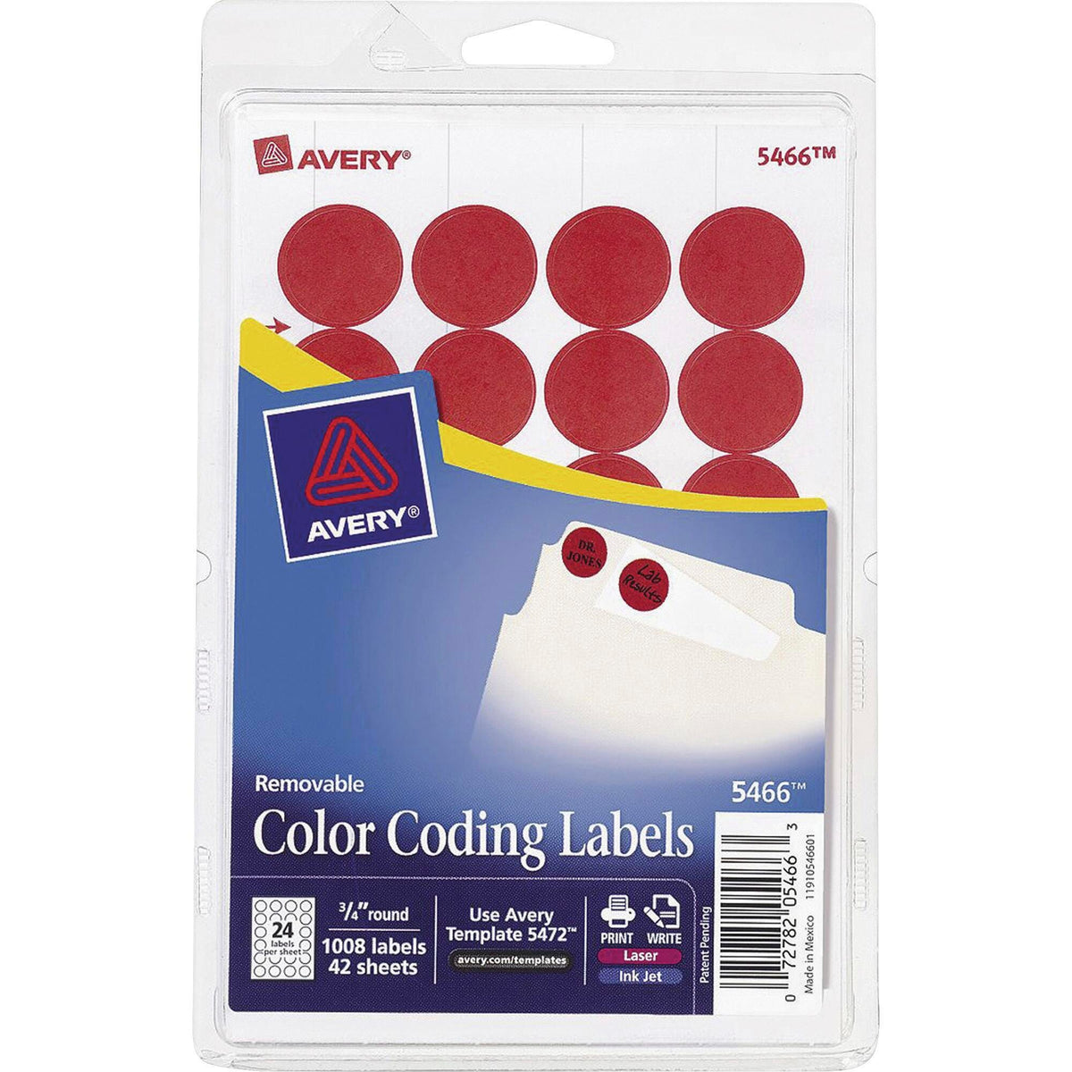 LABEL CODING 3/4 IN RED PK OF 1008 AVE05466