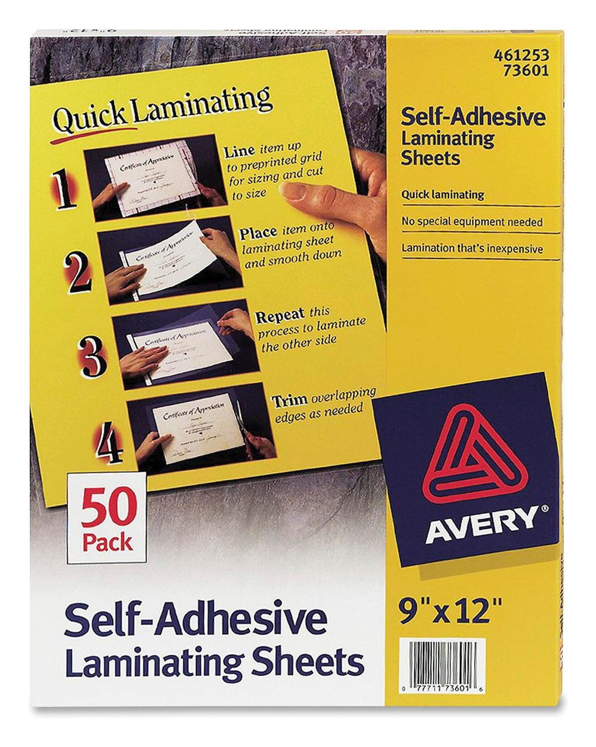 LAMINATING SHEET - SELF-ADHESIVE - 9 X 12 INCH - CLEAR - PACK OF 50