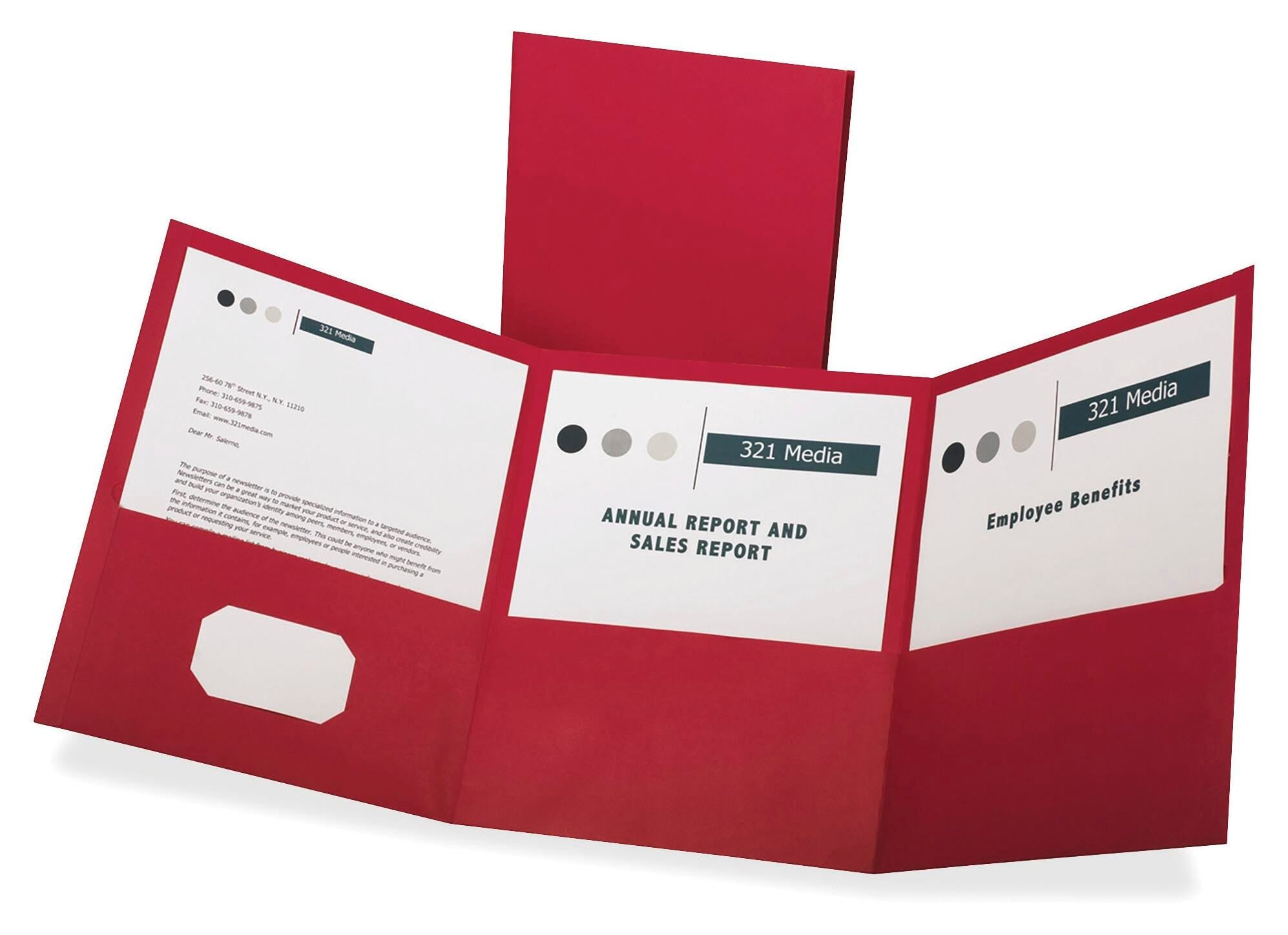 FOLDER 3-POCKET TRI-FOLD RED PK OF 20 OXF59811