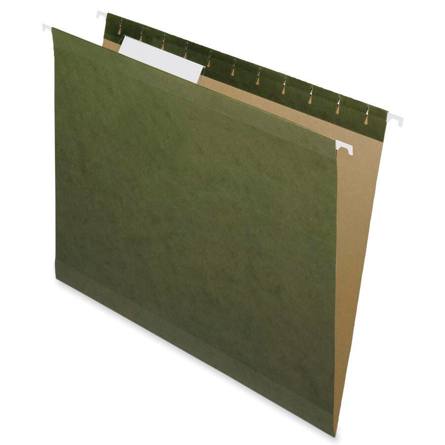 FOLDER FILE HANGING RECYCLED LTR 1/3 CUT GREEN PK OF 25 NAT08651