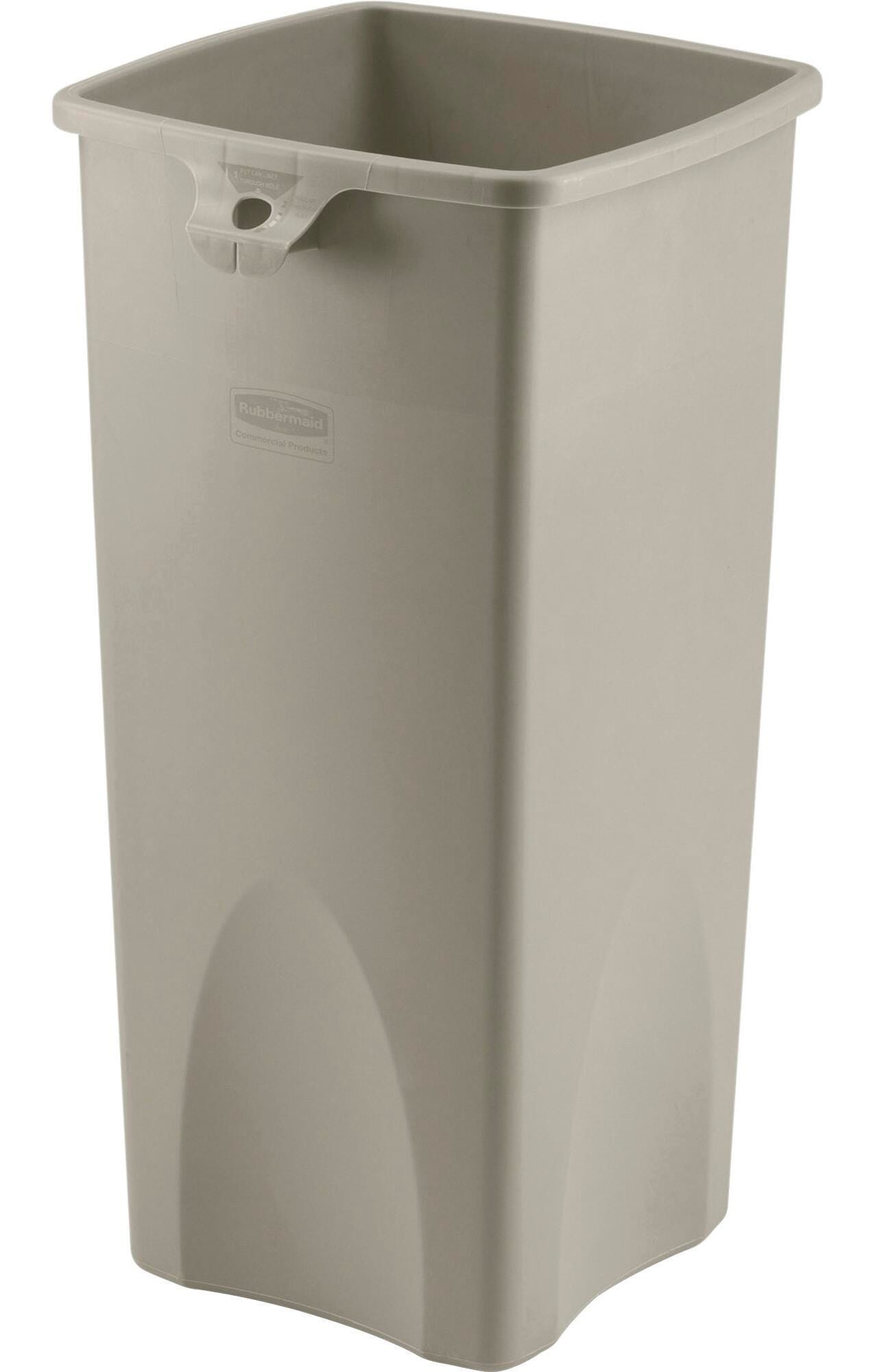 RECEPTACLE - UNTOUCHABLE SQUARE CONTAINER - 23 GALLON CAPACITY - 15-1/2 W X 16-1/2 D X 32-9/10 H IN - PLASTIC - BEIGE COLOR - EACH