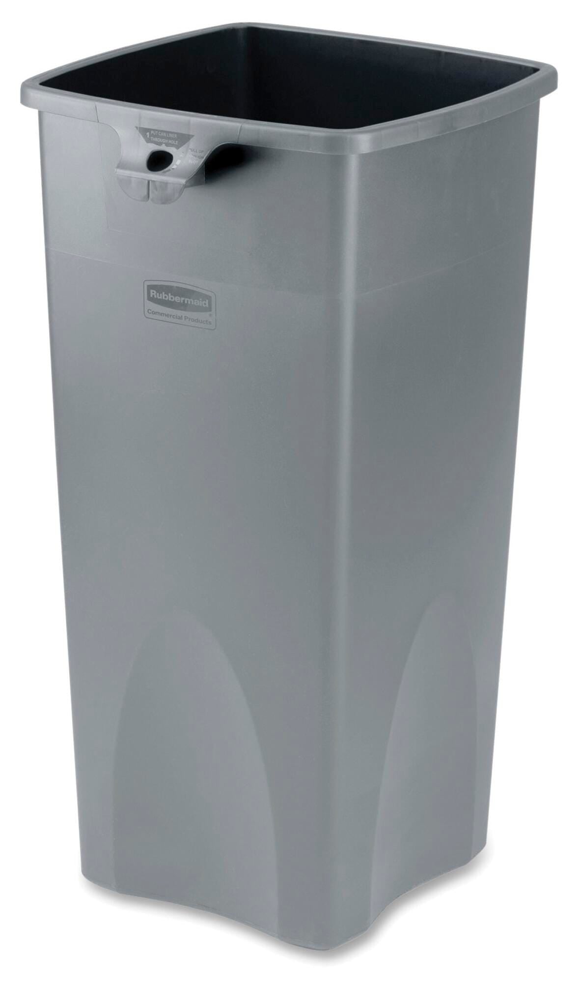 RECEPTACLE - UNTOUCHABLE SQUARE CONTAINER - 23 GALLON CAPACITY - 15-1/2 W X 16-1/2 D X 31 H IN - PLASTIC - GRAY COLOR - EACH