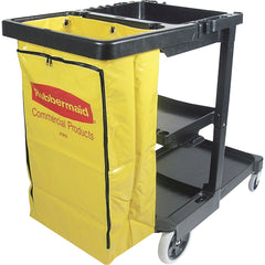 CART - SP RICHARDS CO - JANITOR CART WITH YELLOW ZIPPED VINYL BAG - 3 SHELF - 21.75 W X 46 D X 38.38 H IN - EACH