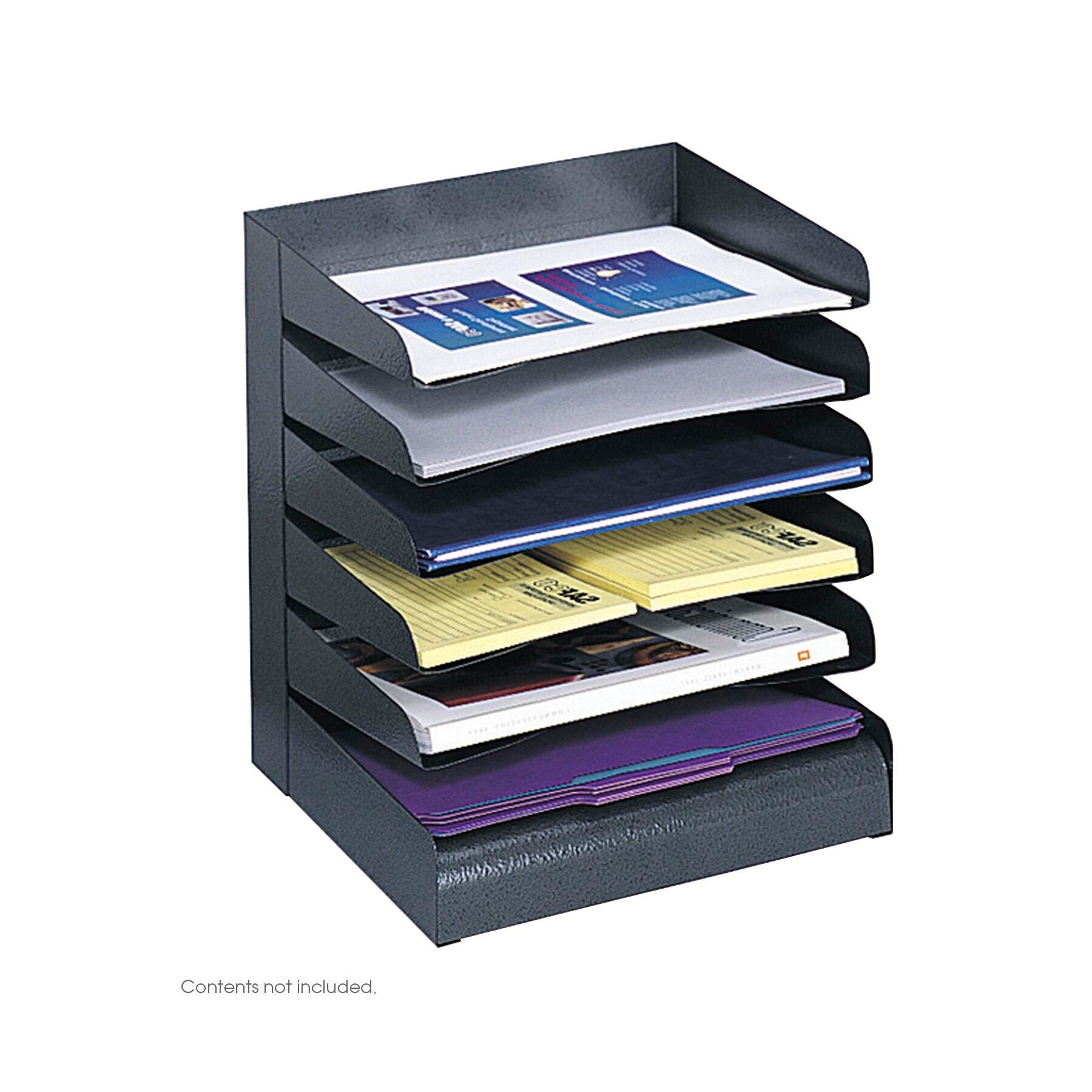 STEEL DESK TRAY SORTER 6 TIER LETTER SIZE BLACK