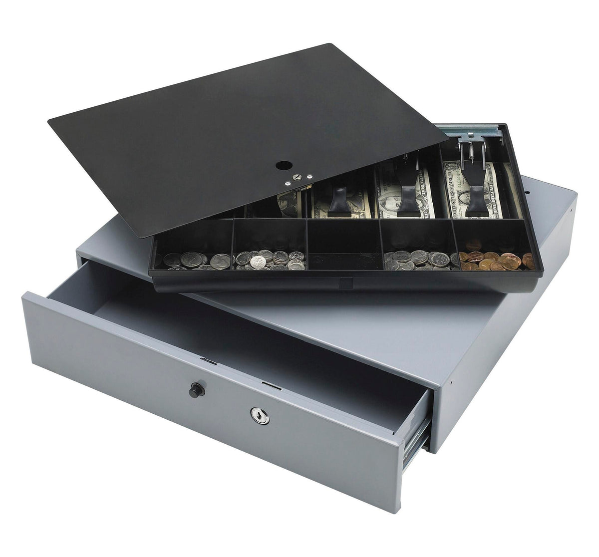 CASH DRAWER W/ REMOVABLE TRAY 17 3/4X15 3/4X3 3-4 GRAY