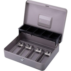 CASH BOX 5 COMPARTMENTS 11 3/8X7 1/2X3 3/8 GRAY