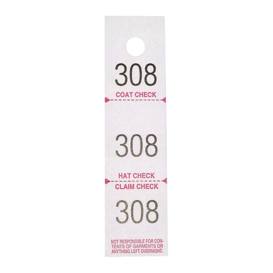 TICKET COAT CHECK SPARCO 3-PART WHITE SPR99300 PACK OF 500