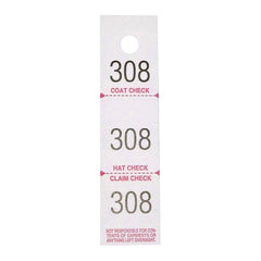 TICKET COAT CHECK SPARCO 3-PART WHITE SPR99300 PACK OF 500