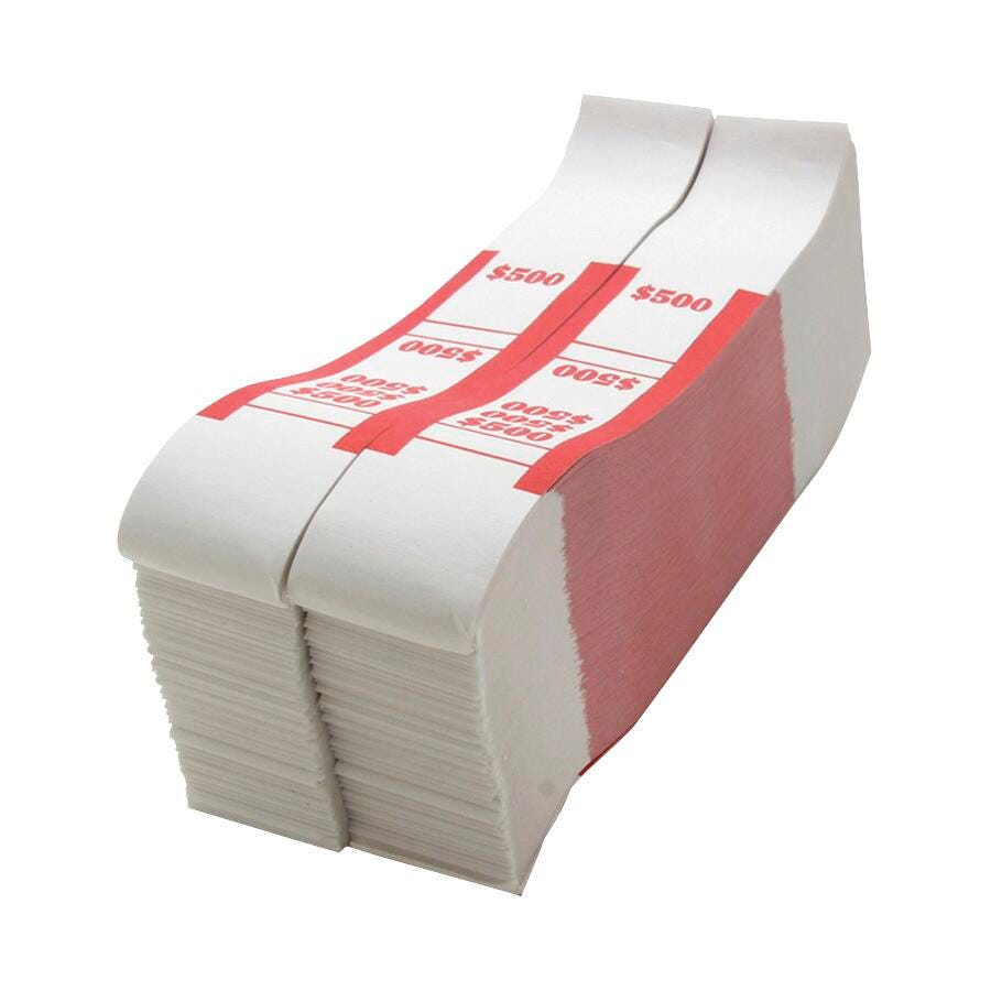 STRAP CURRENCY 500 WHITE/RED SPRBS500WK PACK OF 1000
