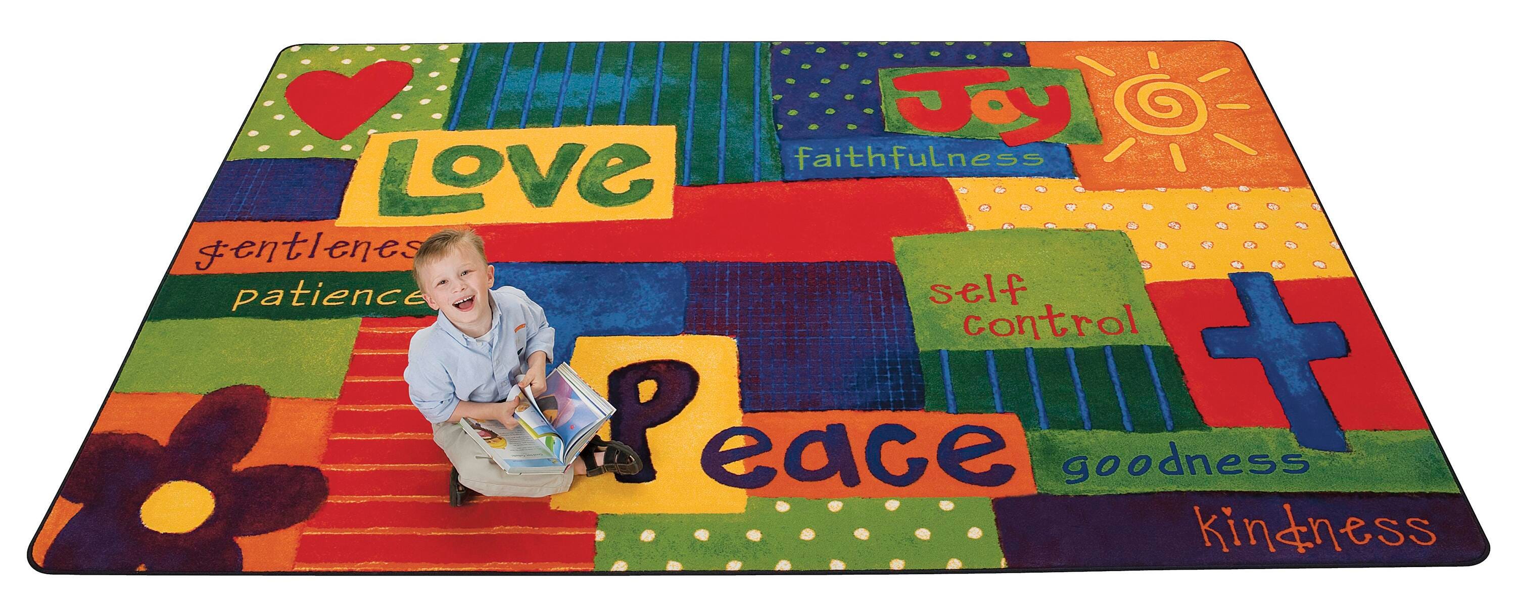 CARPETS FOR KIDS - KIDSVALUE PLUS SPIRITUAL FRUIT PAINTED - 6 FT X 9 FT RECTANGLE