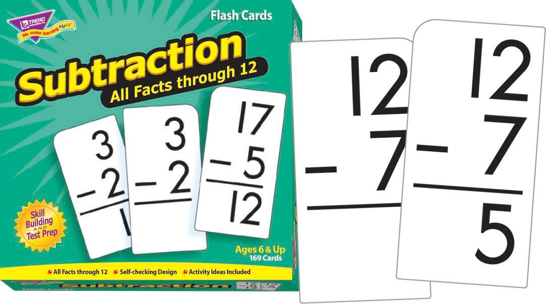 FLASH CARDS SUBTRACTION 0-12 ALL FACTS
