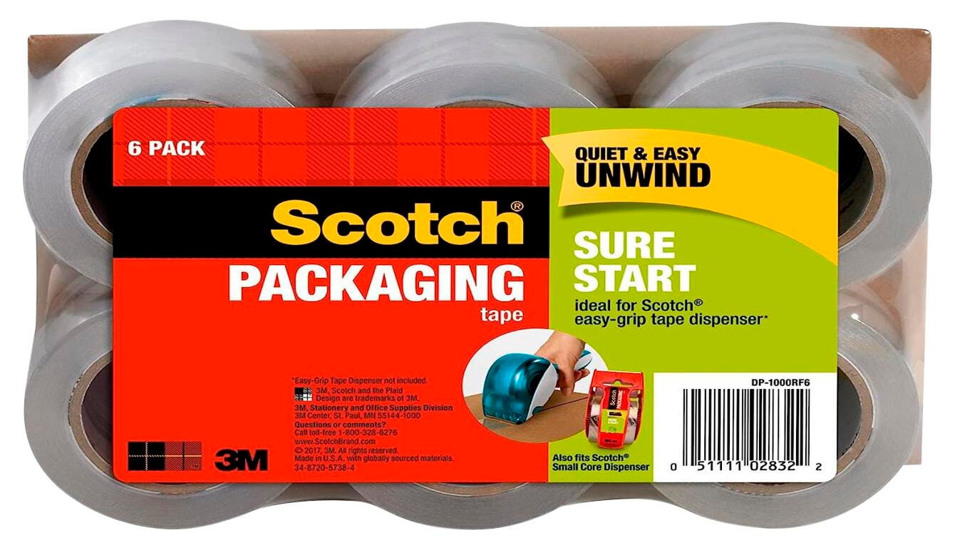 TAPE PKG SCOTCH BRAND 1.88 IN X 900 IN PACK OF 6