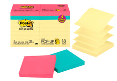 POST-IT POPUP NOTE 3X3 CANARY YELLOW W/4 BONUS PADS PK OF 18