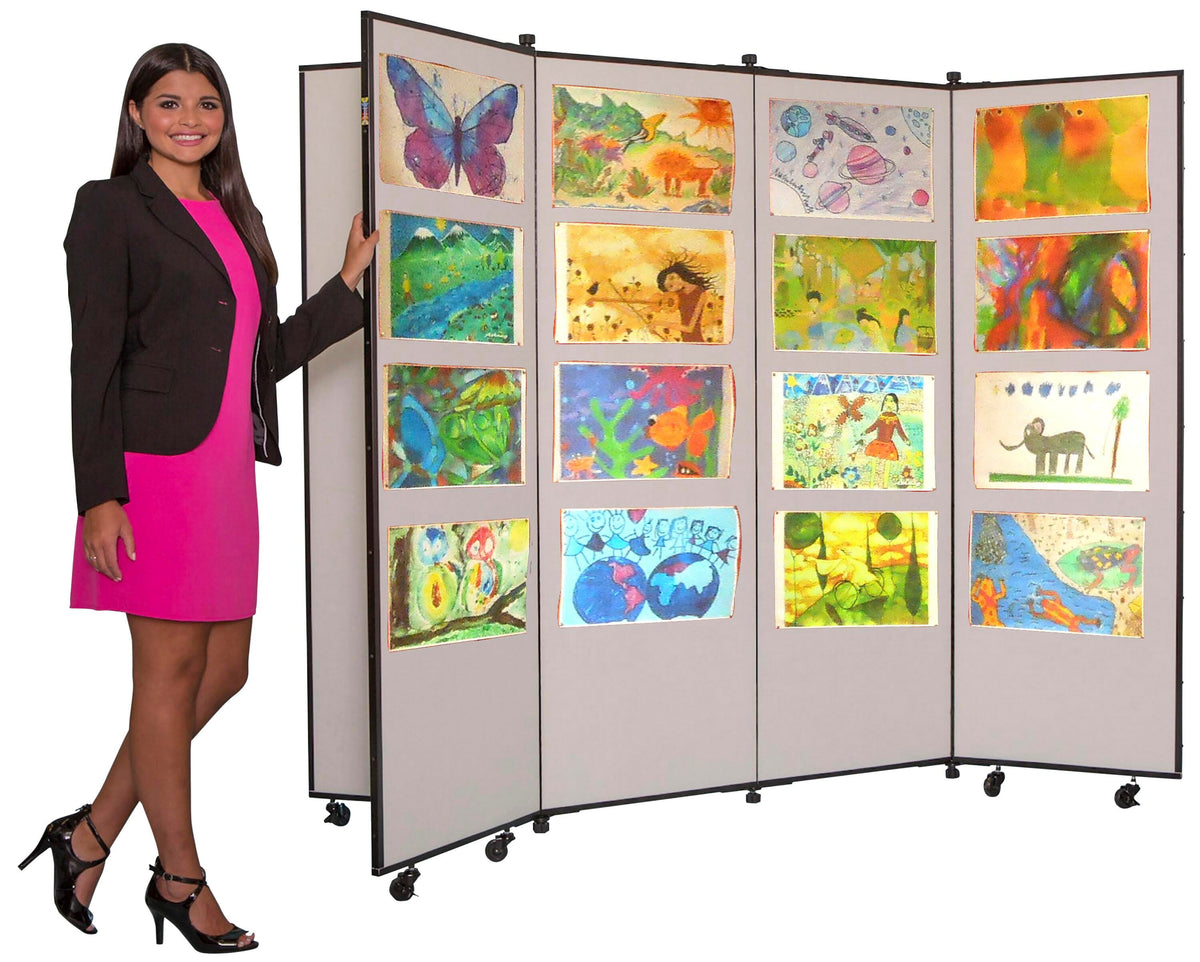 DISPLAY TOWER - SCREENFLEX PORTABLE DISPLAY TOWER WITH DESIGNER/EXCEL FABRIC - 6 WING - 74 W X 69 H IN - SPECIFY COLOR
