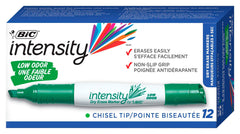 MARKER DRY ERASE BIC LOW ODOR CHISEL GREEN PACK OF 12