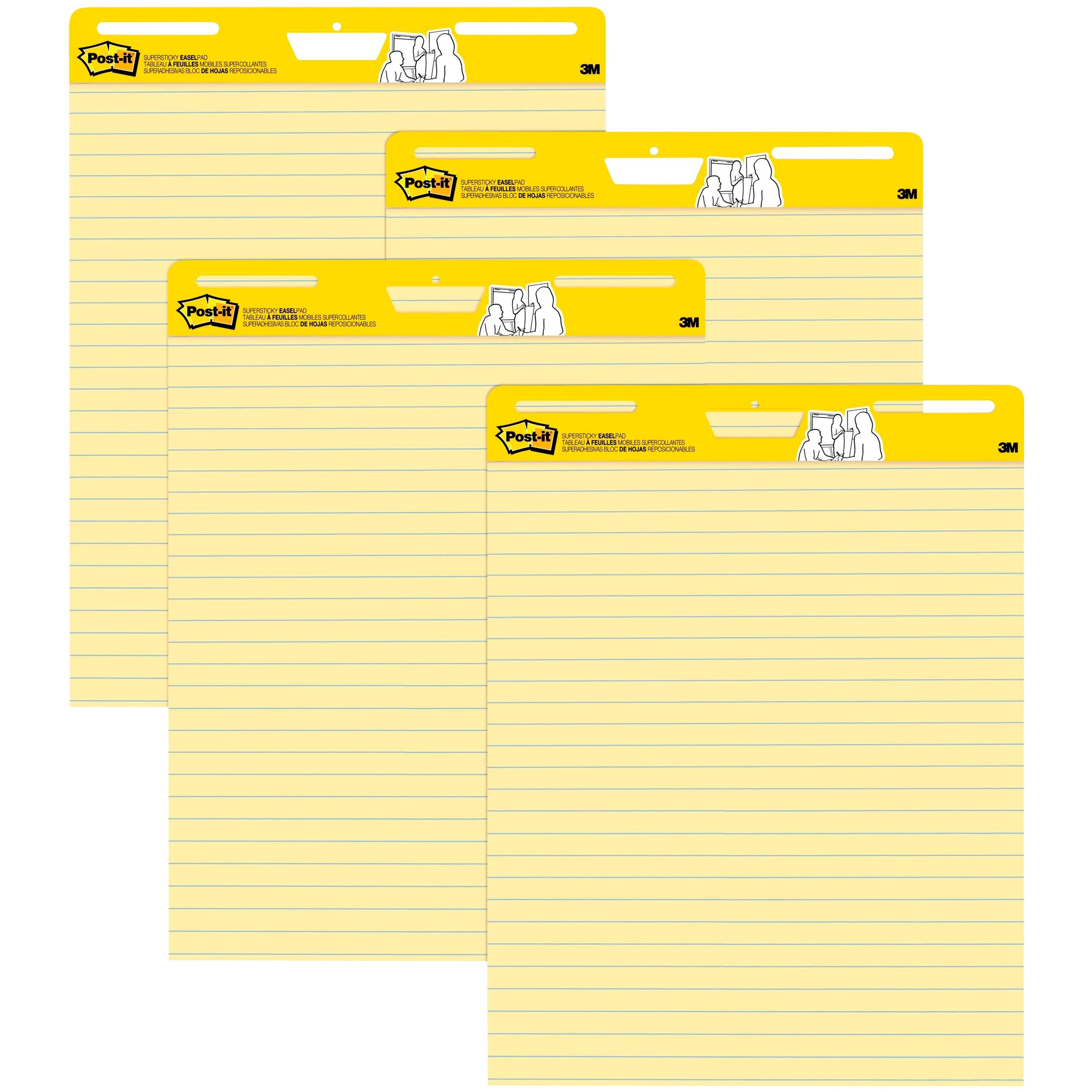 PAPER EASEL POST IT 25X30 RULED YELLOW PK OF 4