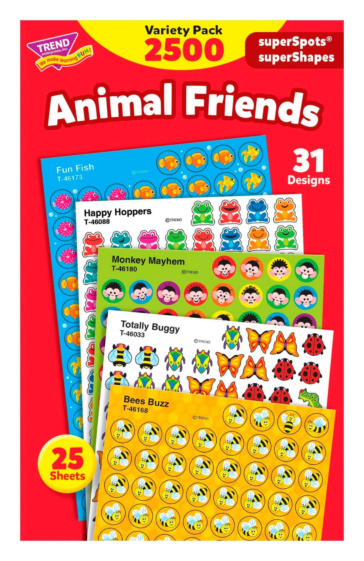 STICKERS ANIMAL FRIENDS VARIETY PACK OF 2500