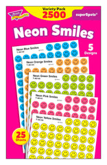 STICKERS NEON SMILES SUPERSPOT VARIETY PACK OF 2500