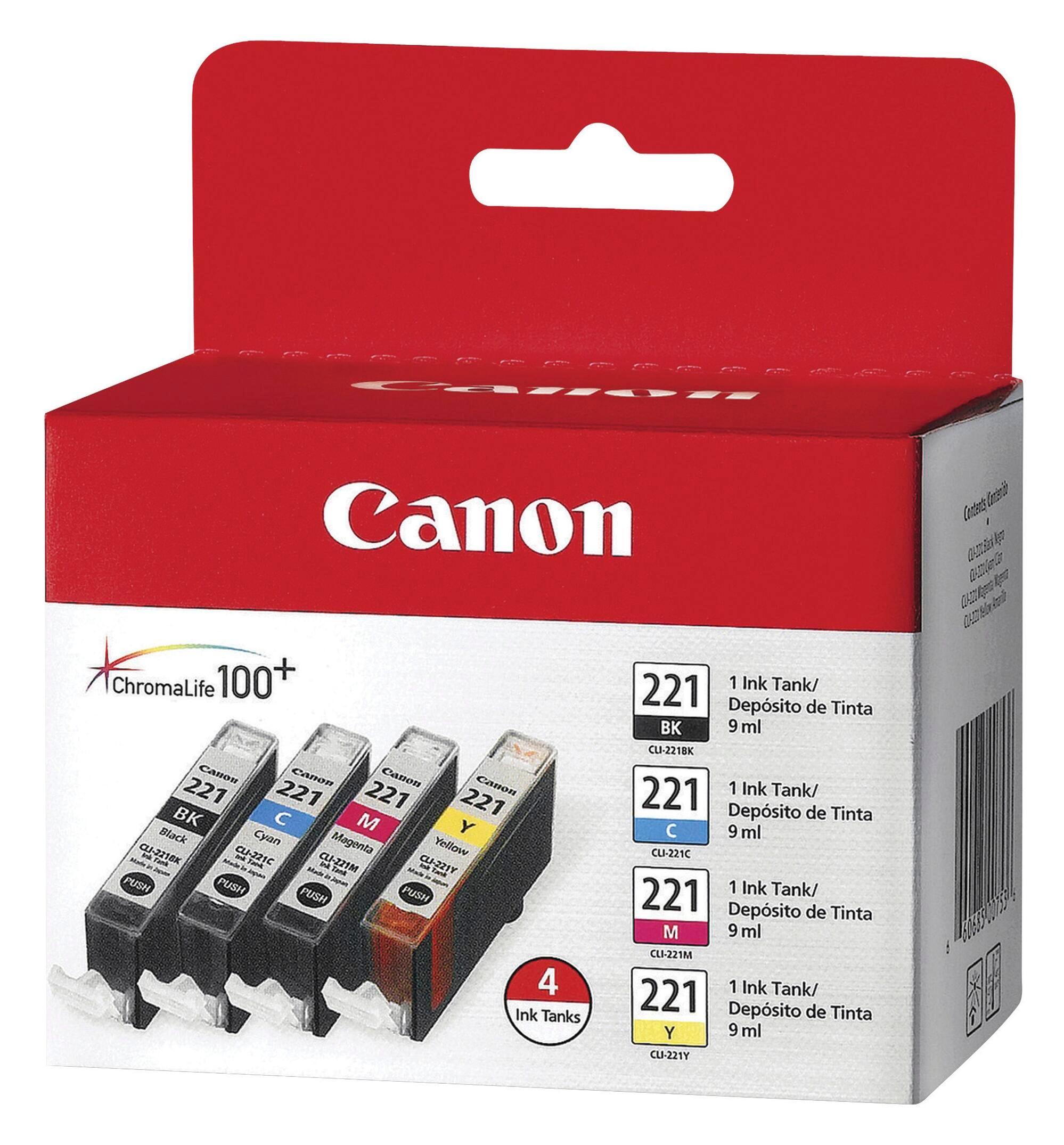 CARTRIDGE INK TONER CANON CNMCLI221CLPK MULTI-COLOR PK OF 4