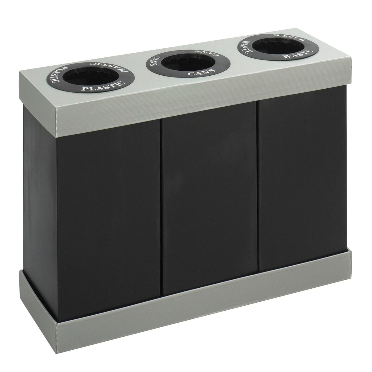 RECEPTACLE CENTER RECYCLING 3-BIN GRAY