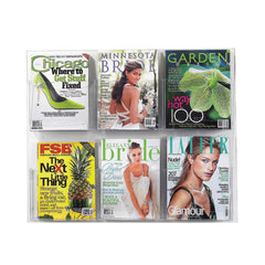 MAGAZINE/PAMPHLET DISPLAY 9 POCKETS 28-3/4 X3 X23-1/2 CLEAR
