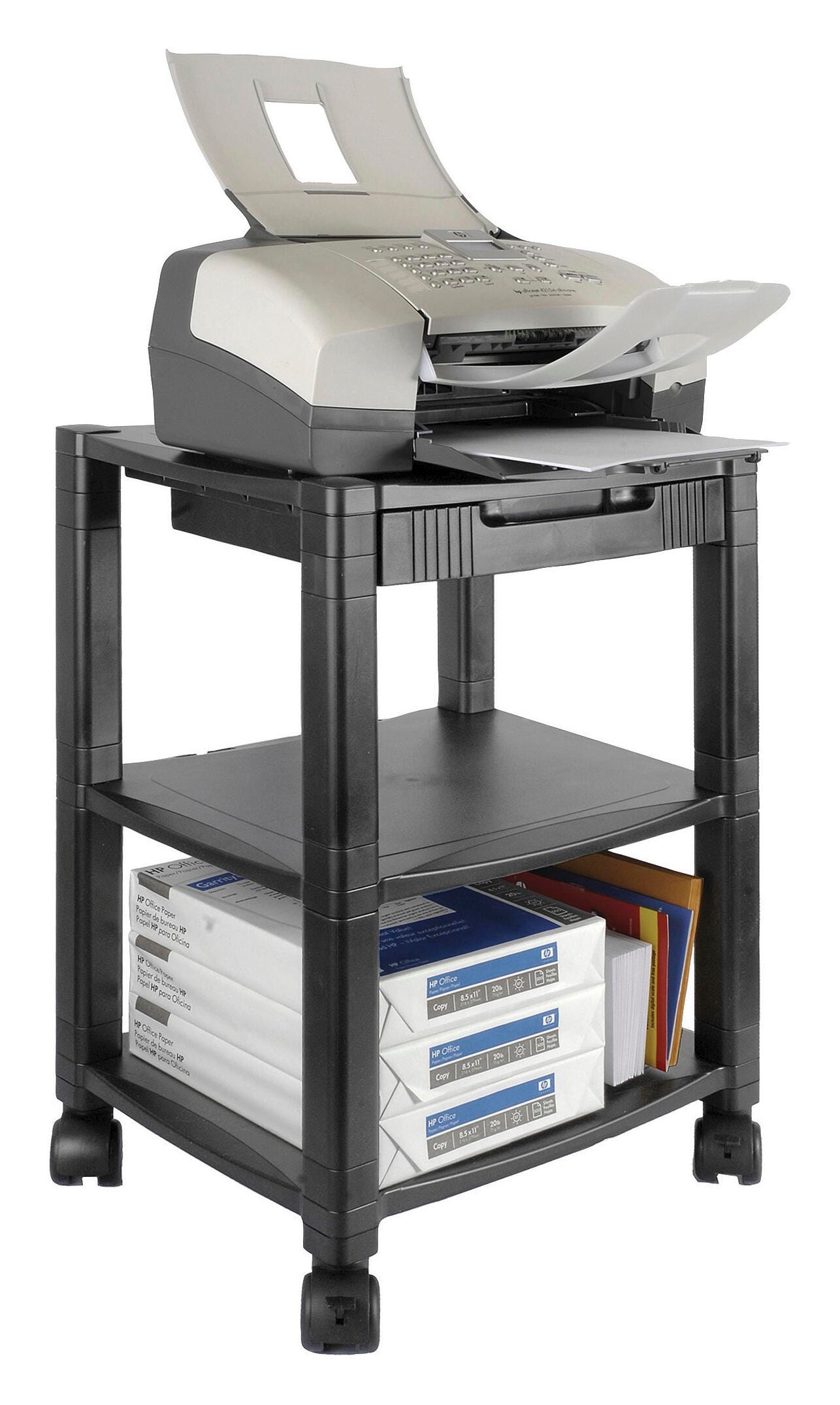STAND MOBILE PRINTER 3 SHELF - BLACK