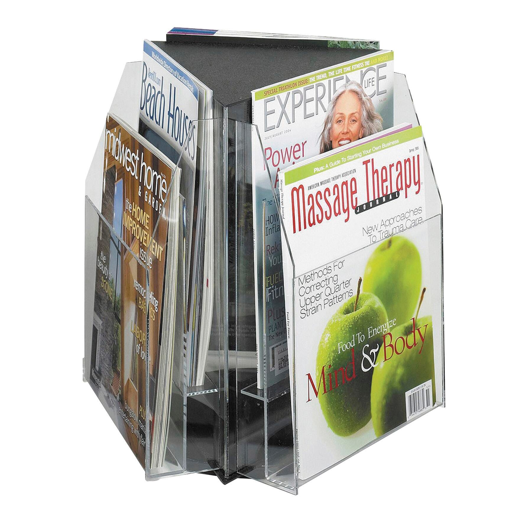 TRIANGLE TABLETOP DISPLAY 6 POCKET 15 X15 X14 CLEAR