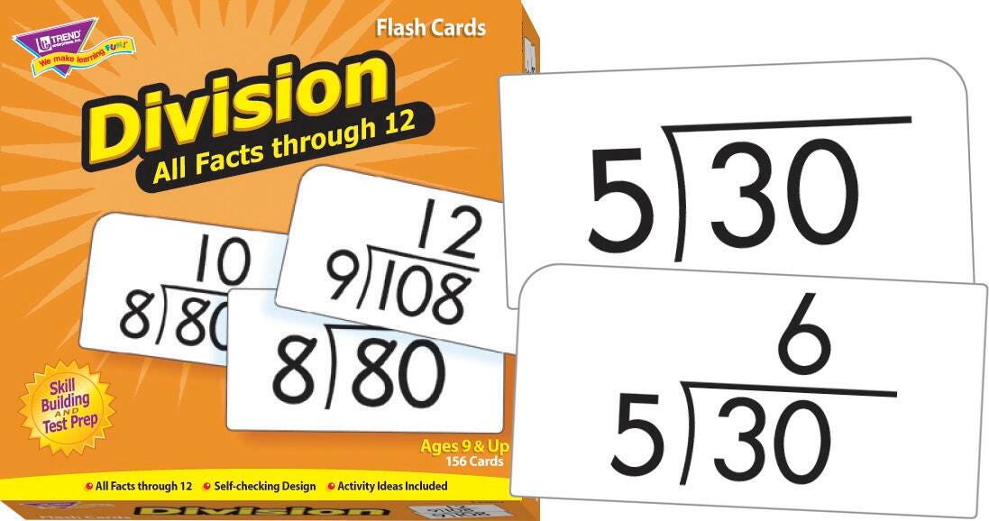 FLASH CARDS DIVISION 0 - 12 ALL FACTS