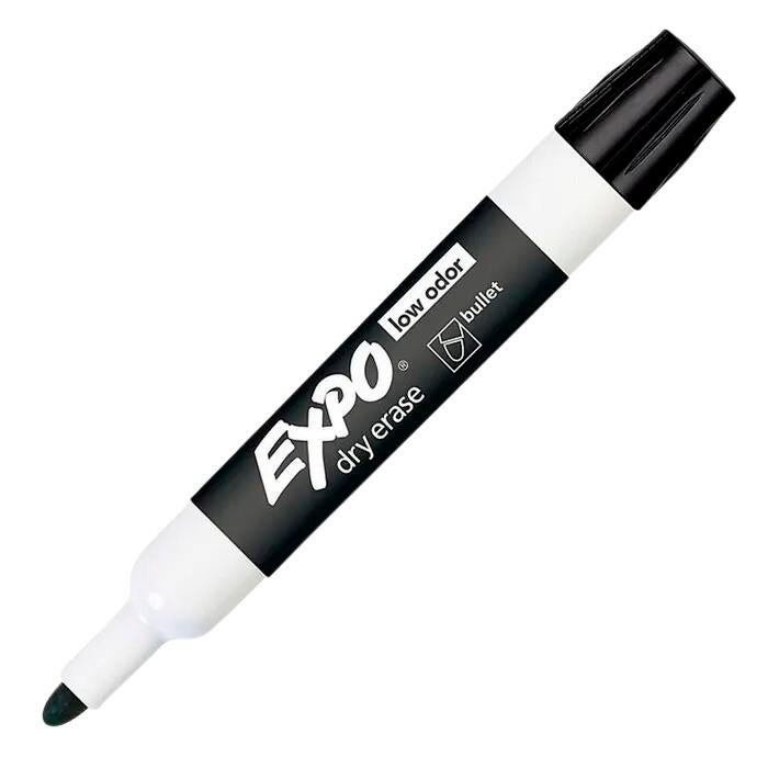 MARKER EXPO DRY ERASE LOW ODOR BLACK BULLET PACK OF 12