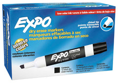 MARKER EXPO DRY ERASE LOW ODOR BLACK CHISEL PACK OF 12