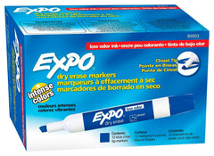 MARKER EXPO DRY ERASE LOW ODOR BLUE CHISEL PACK OF 12