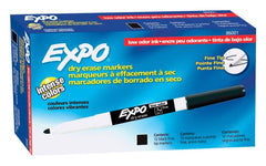 MARKER EXPO DRY ERASE LOW ODOR BLACK FINE PACK OF 12