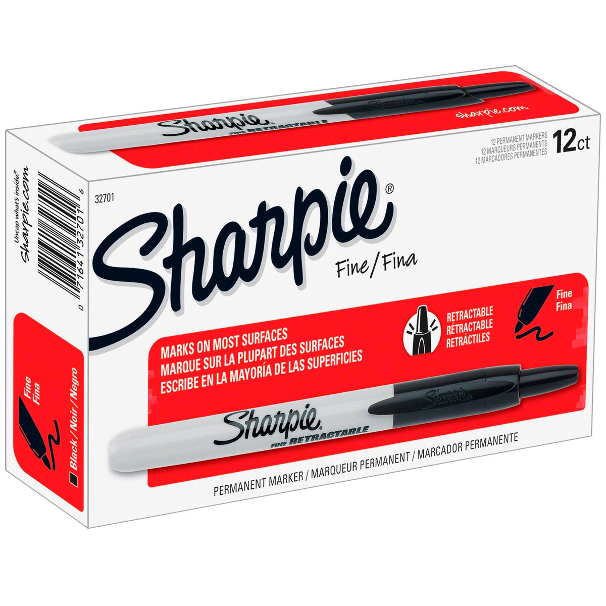 MARKER SHARPIE RETRACTABLE BLACK PACK OF 12