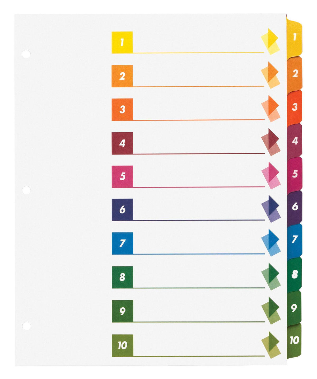 DIVIDER INDEX QUICK 10 TAB 1-10 ASST 24 SETS BSN21910