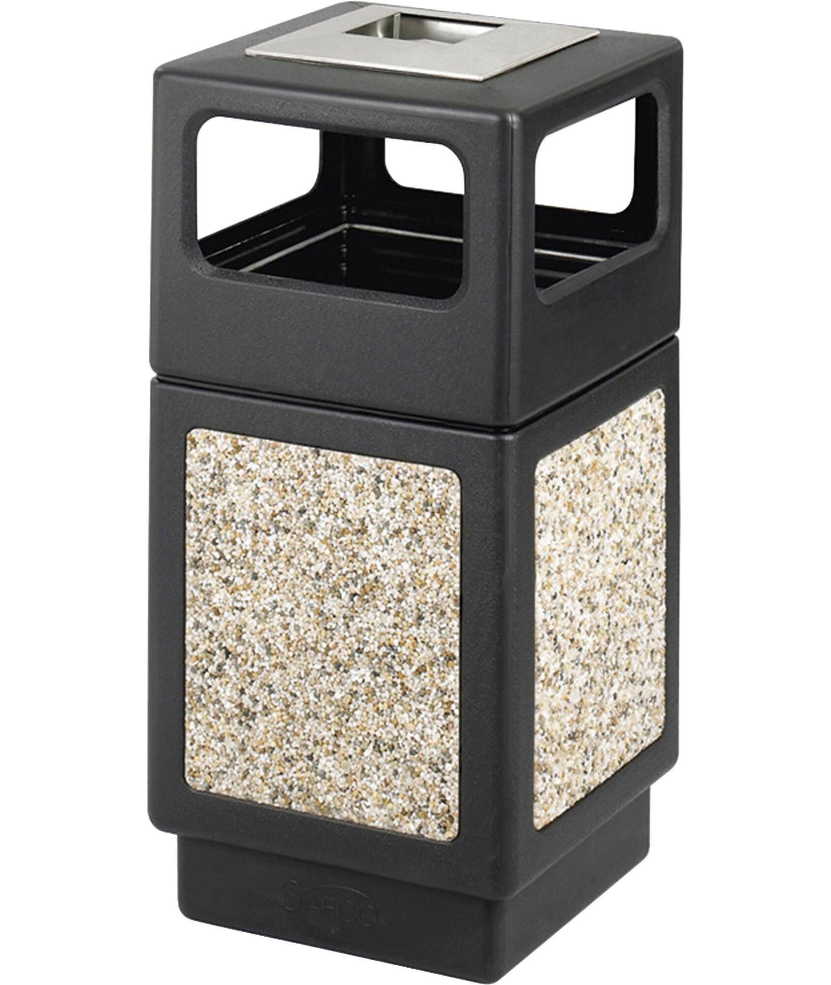 DUP - RECEPTACLE AGGREGATE WITH ASH URN 38GALLON BLACK