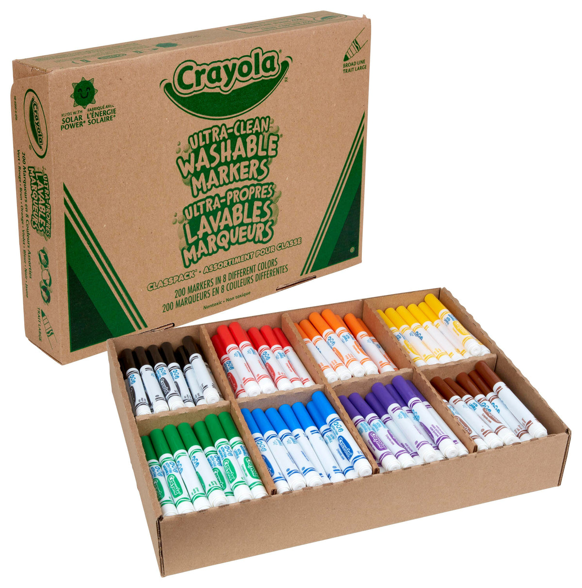 MARKERS ULTRA CLN WASH CRAYOLA CLASSPACK BROAD LINE 8-COLOR SET OF 200