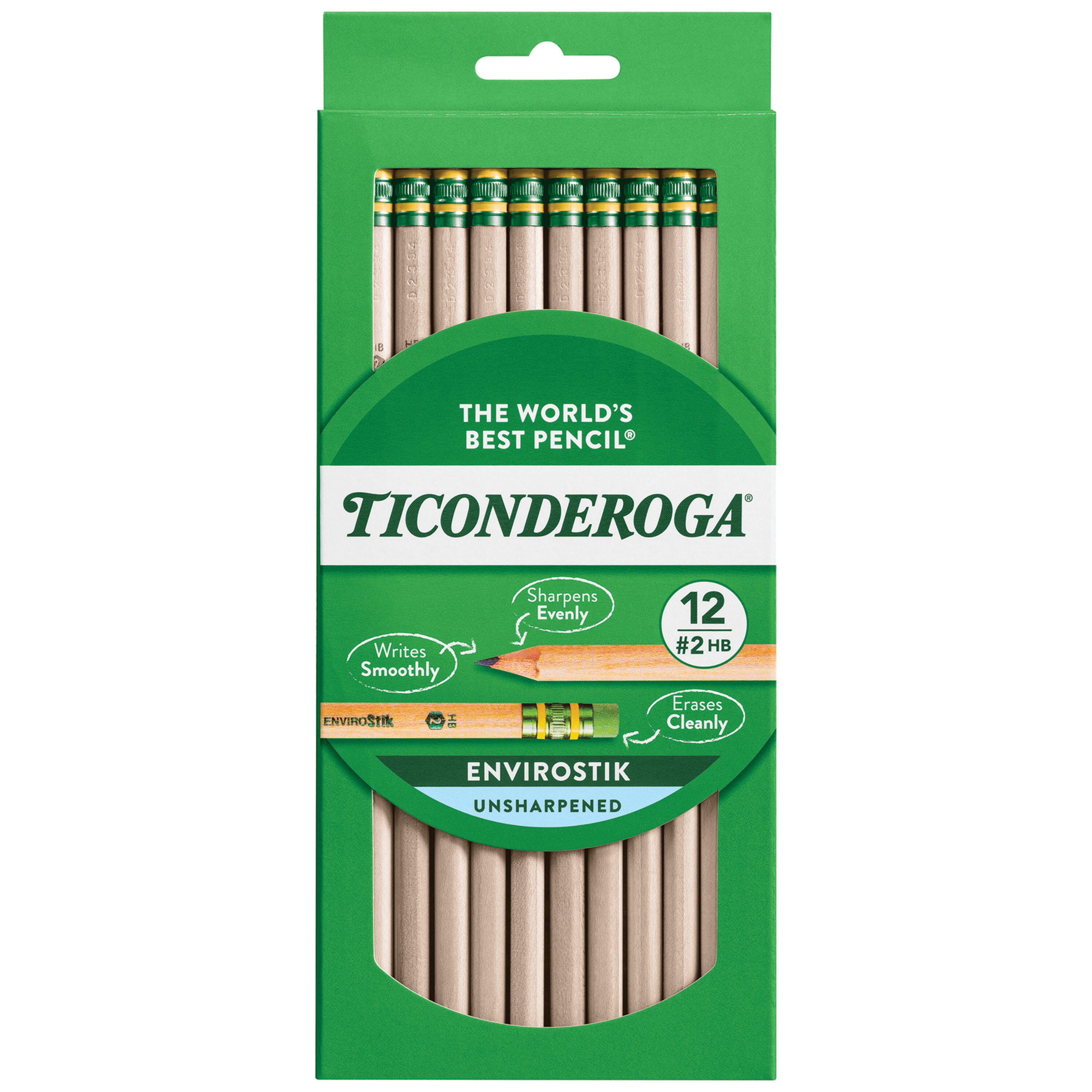 UNSHARPENED TICONDEROGA ENVIROSTIK PACK OF 12