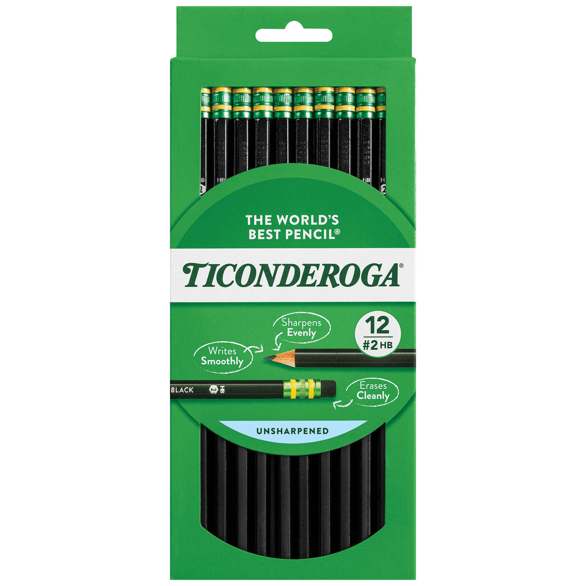 TICONDEROGA UNSHARPENED BLACK PENCIL PACK OF 12