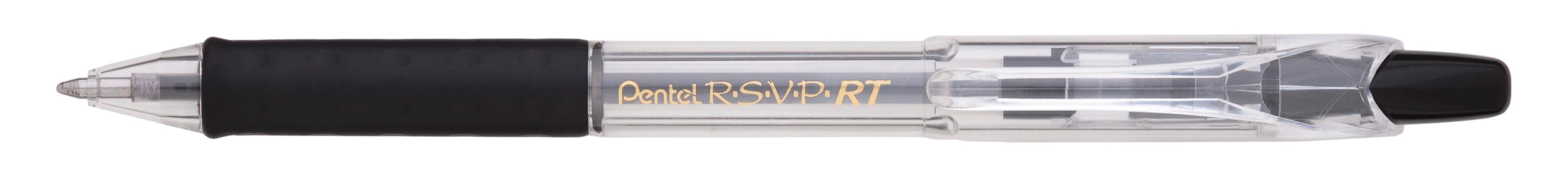 PEN BALLPOINT RSVP RETRACTABLE MEDIUM 1.0MM BLACK PACK OF 12