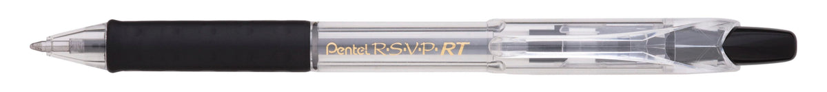 PEN BALLPOINT RSVP RETRACTABLE MEDIUM 1.0MM BLACK PACK OF 12