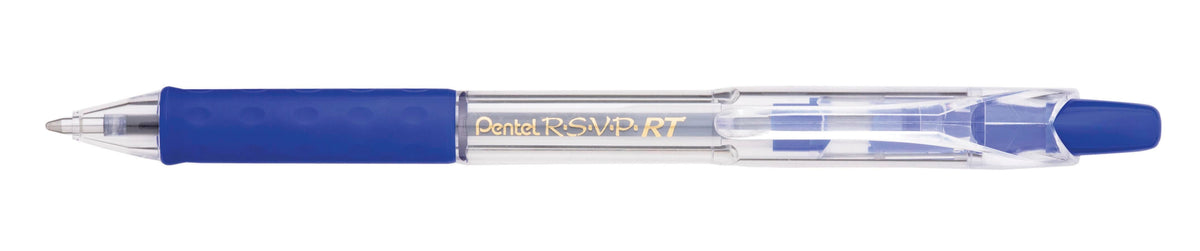 PEN BALLPOINT RSVP RETRACTABLE MEDIUM 1.0MM BLUE PACK OF 12